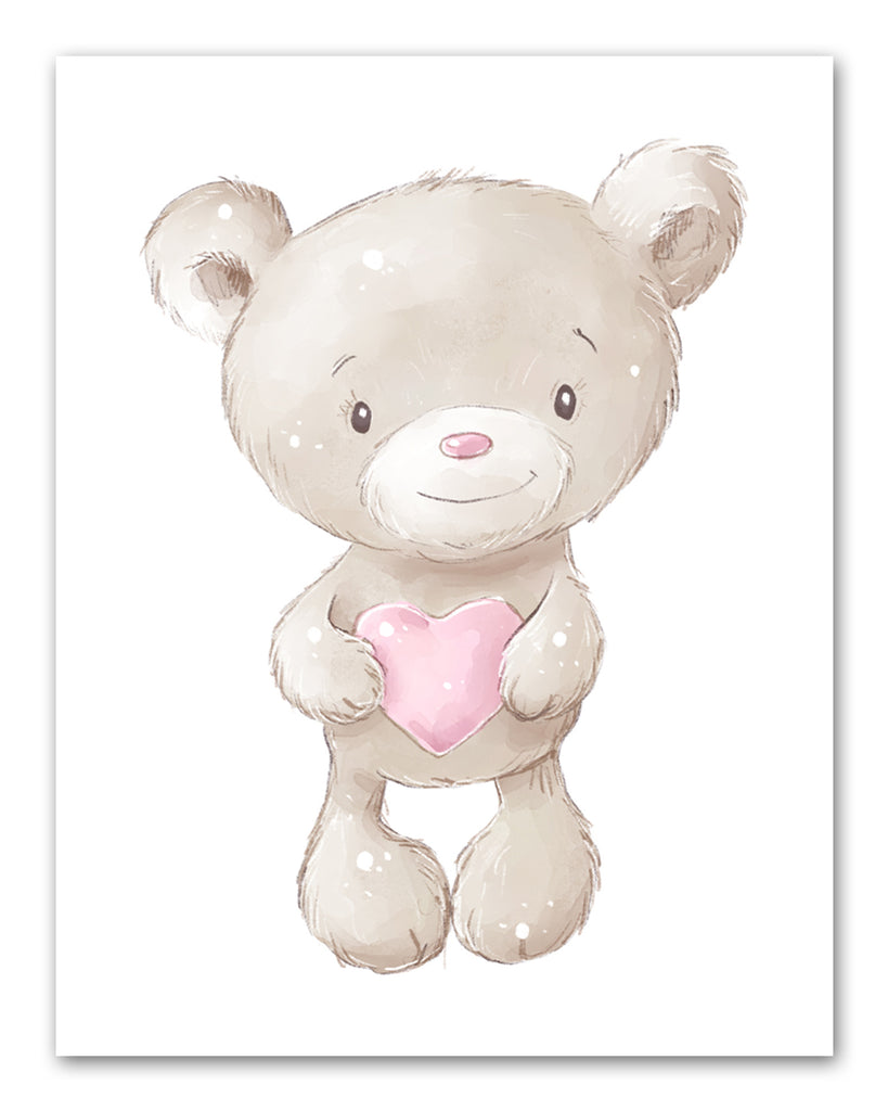 Nursery Teddy Bears Wall Art Prints Set - Home Decor For Kids, Child, Children, Baby or Toddlers Room - Gift for Newborn Baby Shower | Set of 4 - Unframed- 8x10 Photos