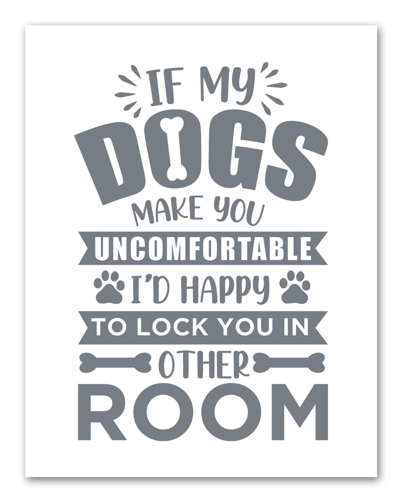 Gray Funny Dog Quotes Wall Art Prints Set - Ideal Gift For Family Room Kitchen Play Room Wall Décor Birthday Wedding Anniversary | Set of 4 - Unframed- 8x10 Photos