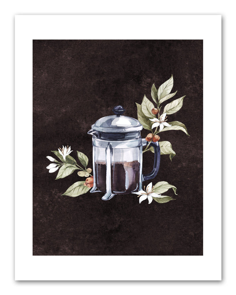 Coffee & Seed Foliage Kitchen Wall Art Prints Set - Ideal Gift For Family Room Kitchen Play Room Wall Décor Birthday Wedding Anniversary | Set of 4 - Unframed- 8x10 Photos