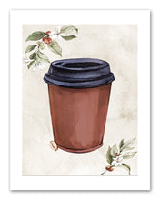 Load image into Gallery viewer, Dispossible Marble Coffee Cups With Seed Foliage Print Kitchen Wall Art Prints Set - Gift For Family Room Kitchen Play Room Wall Décor Birthday Wedding Anniversary | Set of 4 - Unframed- 8x10 Photos