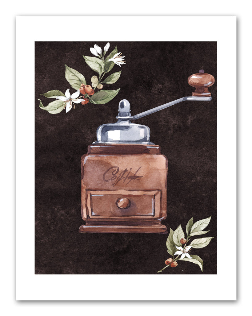 Coffee Maker & Seed Foliage Kitchen Wall Art Prints Set - Ideal Gift For Family Room Kitchen Play Room Wall Décor Birthday Wedding Anniversary | Set of 4 - Unframed- 8x10 Photos