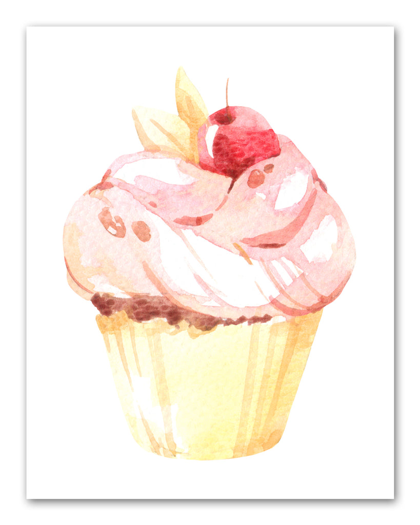 Sweet Cupcakes Cakes Wall Art Prints Set - Ideal Gift For Family Room Kitchen Play Room Wall Décor Birthday Wedding Anniversary | Set of 4 - Unframed- 8x10 Photos