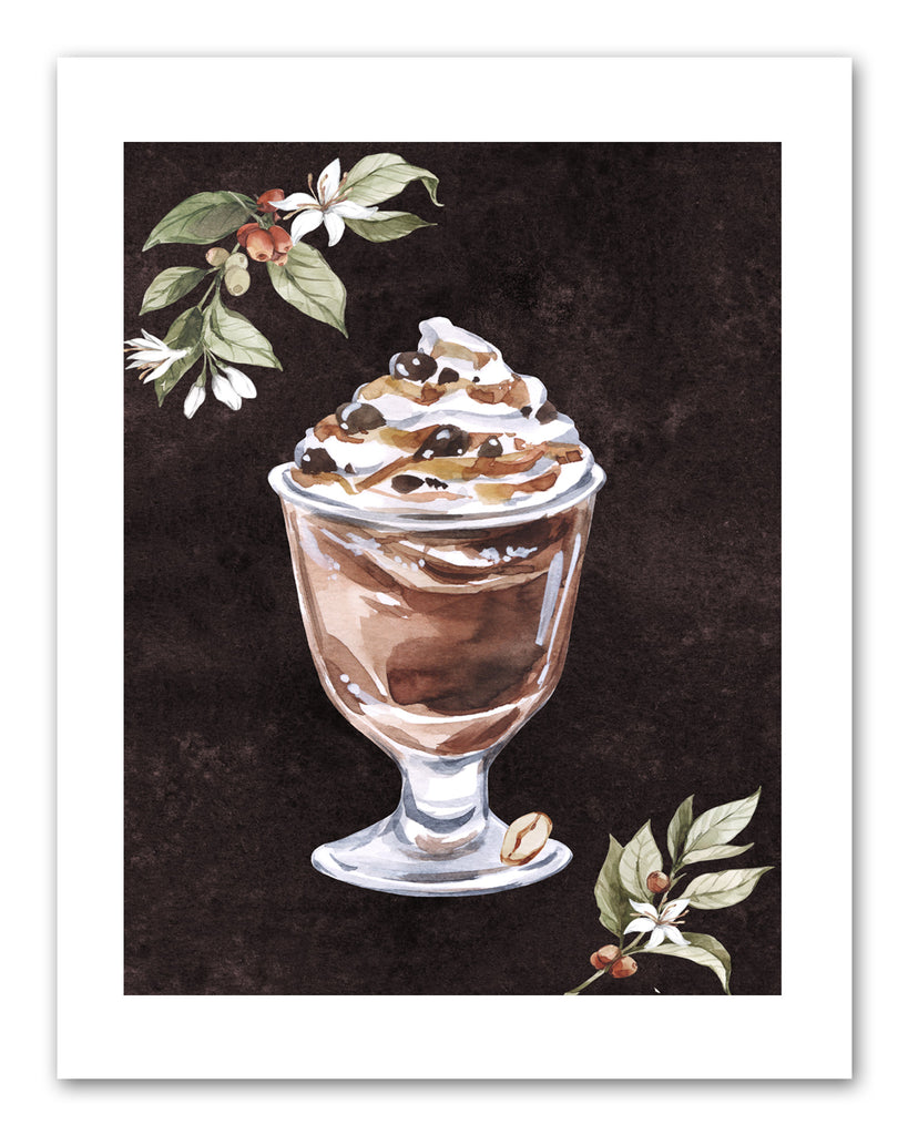 Cold Coffee Drink With Seed Foliage Kitchen Wall Art Prints Set - Ideal Gift For Family Room Kitchen Play Room Wall Décor Birthday Wedding Anniversary | Set of 3 - Unframed- 8x10 Photos