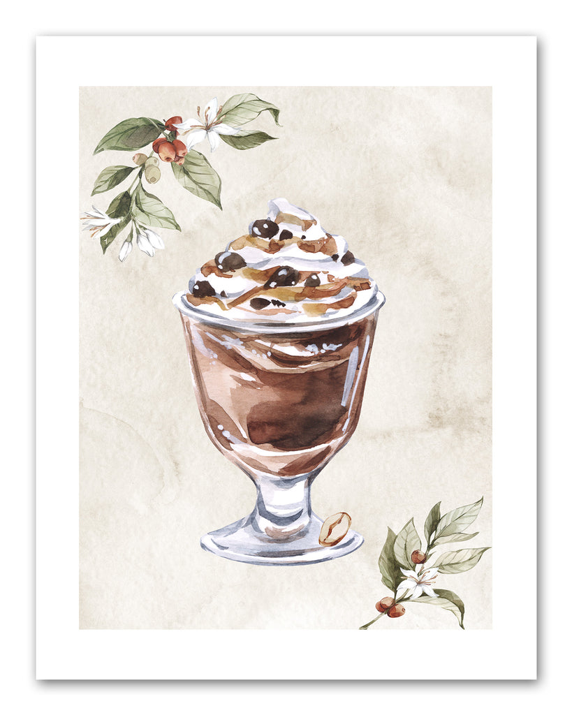 Cold Coffee Drink With Seed Foliage Kitchen Wall Art Prints Set - Ideal Gift For Family Room Kitchen Play Room Wall Décor Birthday Wedding Anniversary | Set of 3 - Unframed- 8x10 Photos