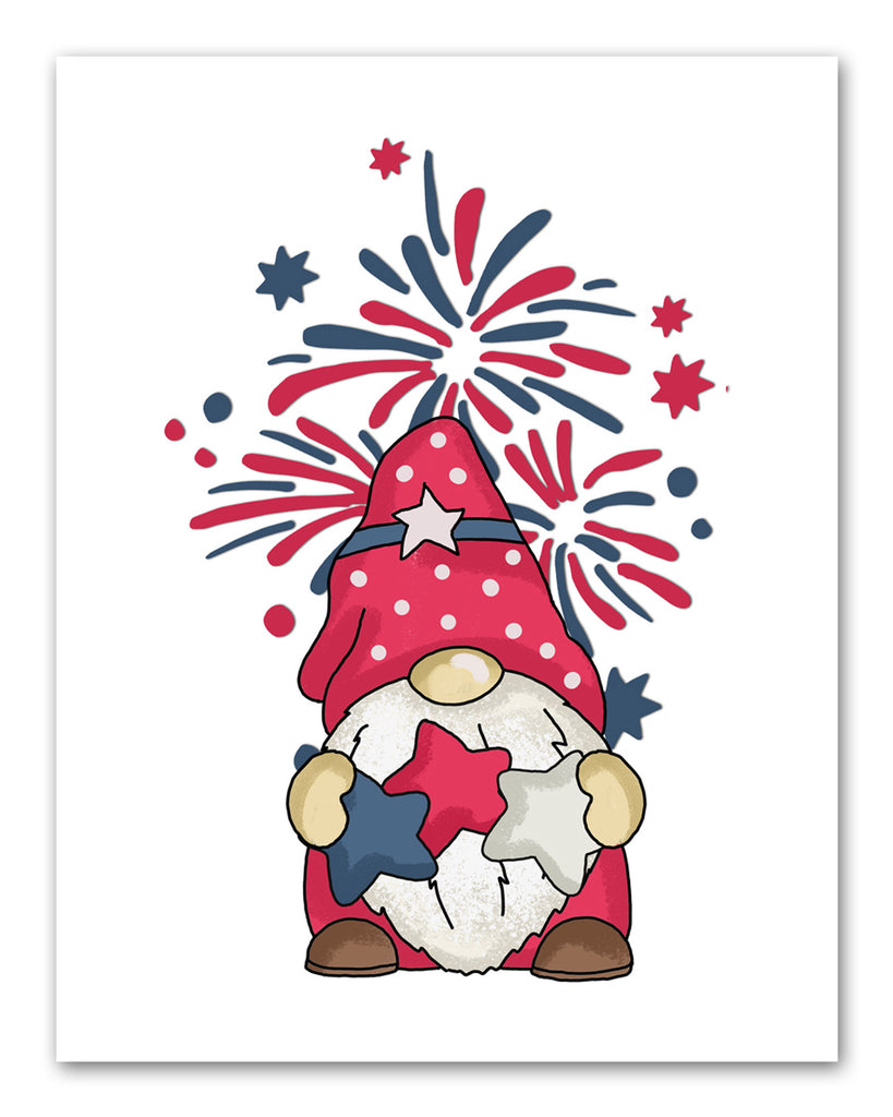 American Patriotic Gnome Independence Day 4th Of July Wall Art Prints Set - Ideal Gift For Family Room Kitchen Play Room Wall Décor Birthday Wedding Anniversary | Set of 3 - Unframed- 8x10 Photos