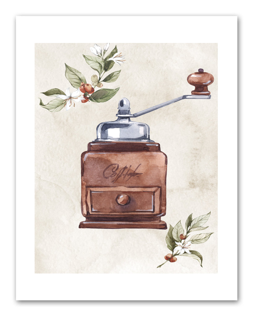 Coffee Maker & Seed Foliage Kitchen Wall Art Prints Set - Ideal Gift For Family Room Kitchen Play Room Wall Décor Birthday Wedding Anniversary | Set of 4 - Unframed- 8x10 Photos