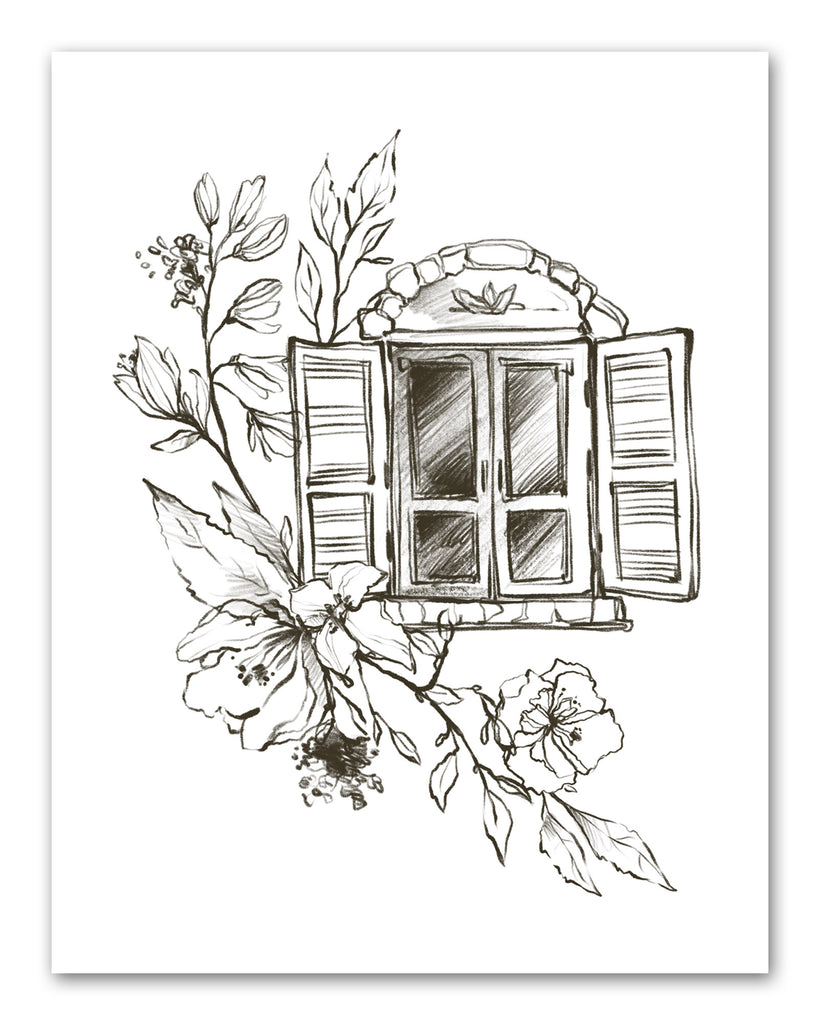 Pencil Sketch House Windmill Design Wall Art Prints Set - Ideal Gift For Family Room Kitchen Play Room Wall Décor Birthday Wedding Anniversary | Set of 4 - Unframed- 8x10 Photos