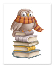 Load image into Gallery viewer, Owl on Book with Graduation Cap Nursery Wall Art Prints Set - Home Decor For Kids, Child, Children, Baby or Toddlers Room - Gift for Newborn Baby Shower | Set of 4 - Unframed- 8x10 Photos
