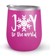 Load image into Gallery viewer, Joy To The World - Choose your cup color &amp; create a personalized tumbler for Wine Water Coffee &amp; more! Premier Maars Brand 12oz insulated cup keeps drinks cold or hot Perfect gift