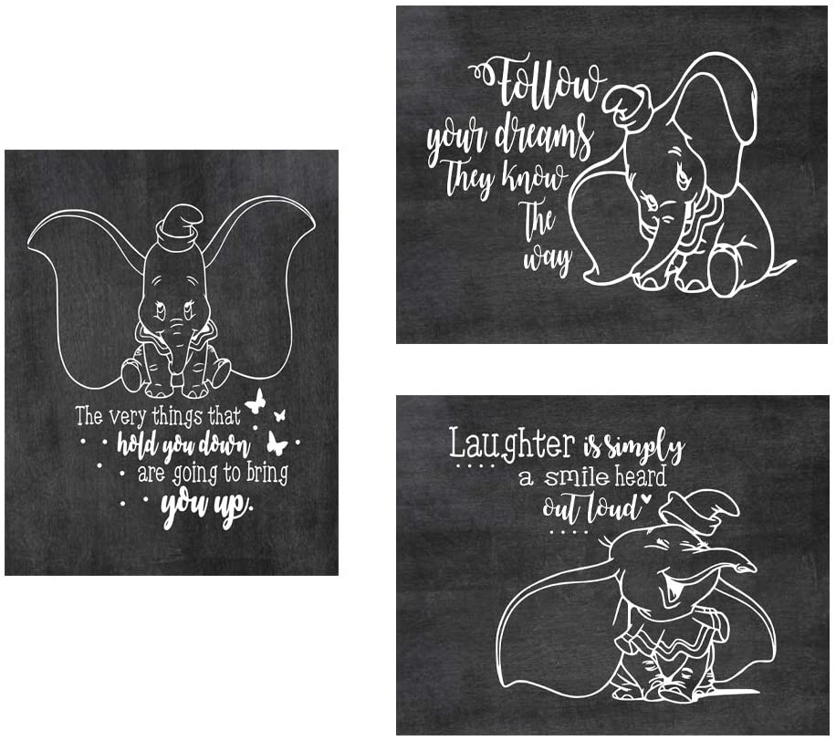 Dumbo Poster Print Photo Quality - Made in USA - Disney Family House Rules - Frame not Included (8" x 10", Chalk 3 Pack)