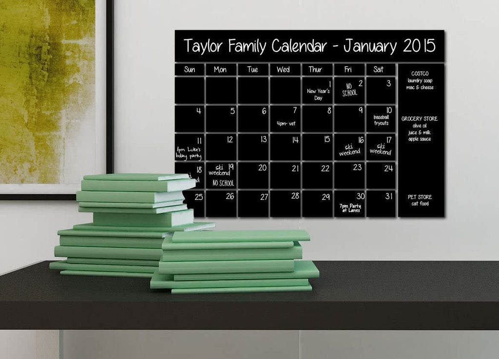 Chalkboard Sticker Calendar Wall Decal with Notes Area and Liquid Chalk Pen Chalkboard Marker (22"x18")