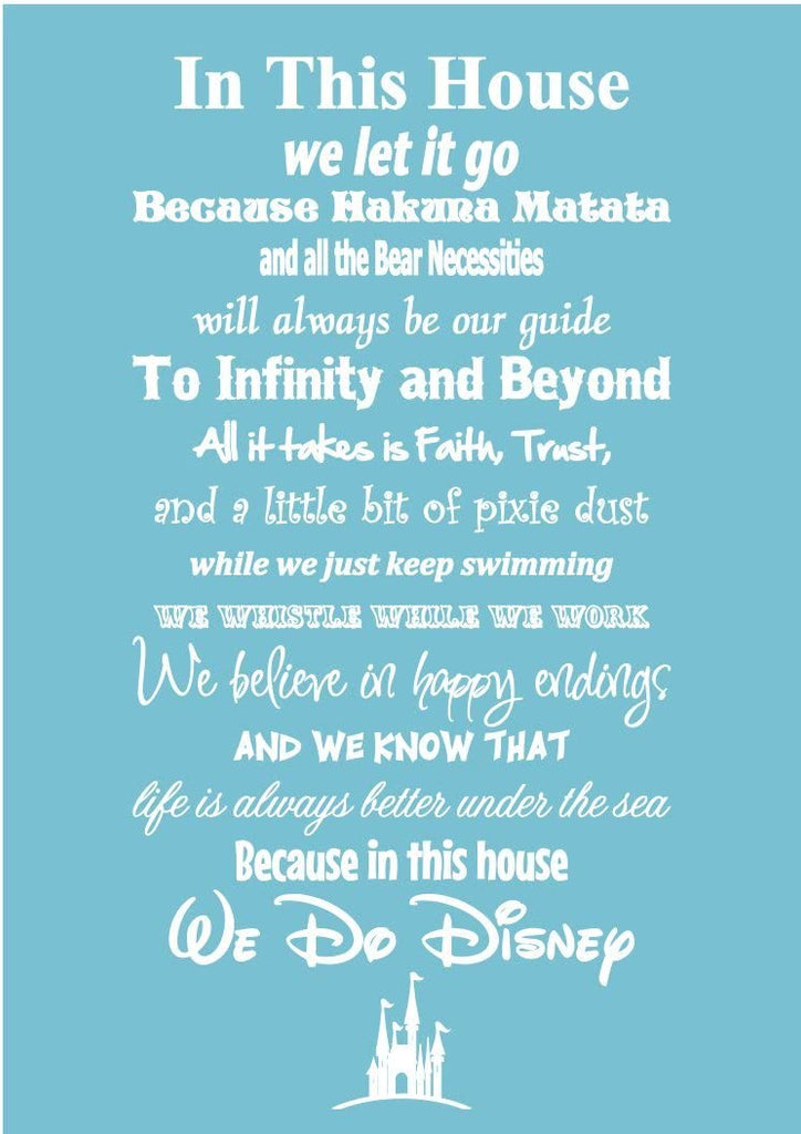 in This House We Do Disney - Vinyl Wall Decal Sticker - Made in USA - Disney Family House Rules