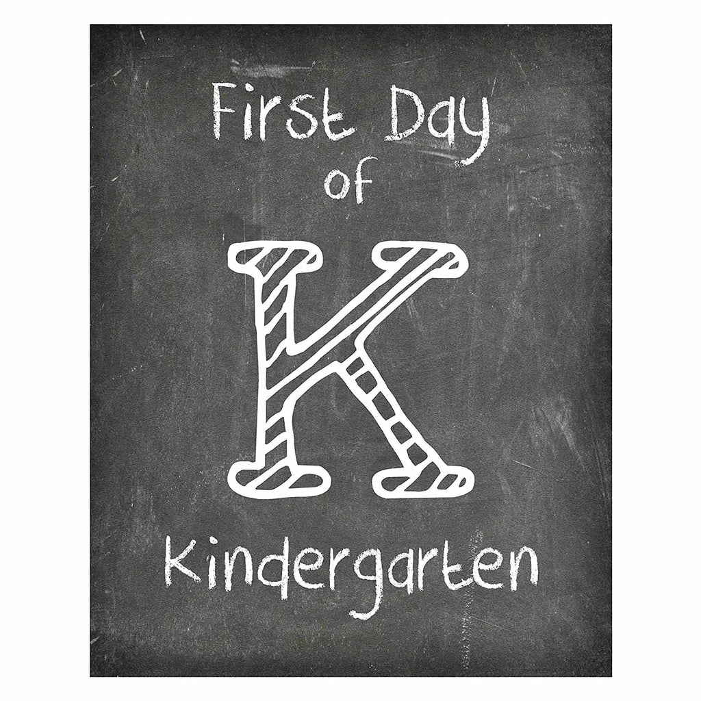 First Day of School Print, Reusable 8" x 10" Photo Prop for Kids Back to School Sign for Photos, Frame Not Included (8" x 10" Chalk, Kindergarten)