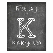 Load image into Gallery viewer, First Day of School Print, Reusable 8" x 10" Photo Prop for Kids Back to School Sign for Photos, Frame Not Included (8" x 10" Chalk, Kindergarten)