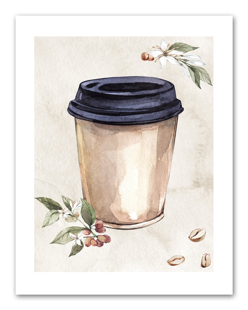 Dispossible Marble Coffee Cups With Seed Foliage Print Kitchen Wall Art Prints Set - Gift For Family Room Kitchen Play Room Wall Décor Birthday Wedding Anniversary | Set of 4 - Unframed- 8x10 Photos