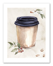 Load image into Gallery viewer, Dispossible Marble Coffee Cups With Seed Foliage Print Kitchen Wall Art Prints Set - Gift For Family Room Kitchen Play Room Wall Décor Birthday Wedding Anniversary | Set of 4 - Unframed- 8x10 Photos