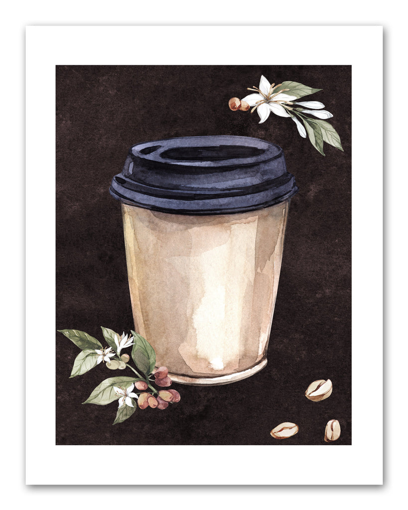 Dispossible Marble Coffee Cups With Seed Foliage Print Kitchen Wall Art Prints Set - Gift For Family Room Kitchen Play Room Wall Décor Birthday Wedding Anniversary | Set of 4 - Unframed- 8x10 Photos