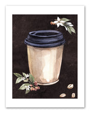 Load image into Gallery viewer, Dispossible Marble Coffee Cups With Seed Foliage Print Kitchen Wall Art Prints Set - Gift For Family Room Kitchen Play Room Wall Décor Birthday Wedding Anniversary | Set of 4 - Unframed- 8x10 Photos