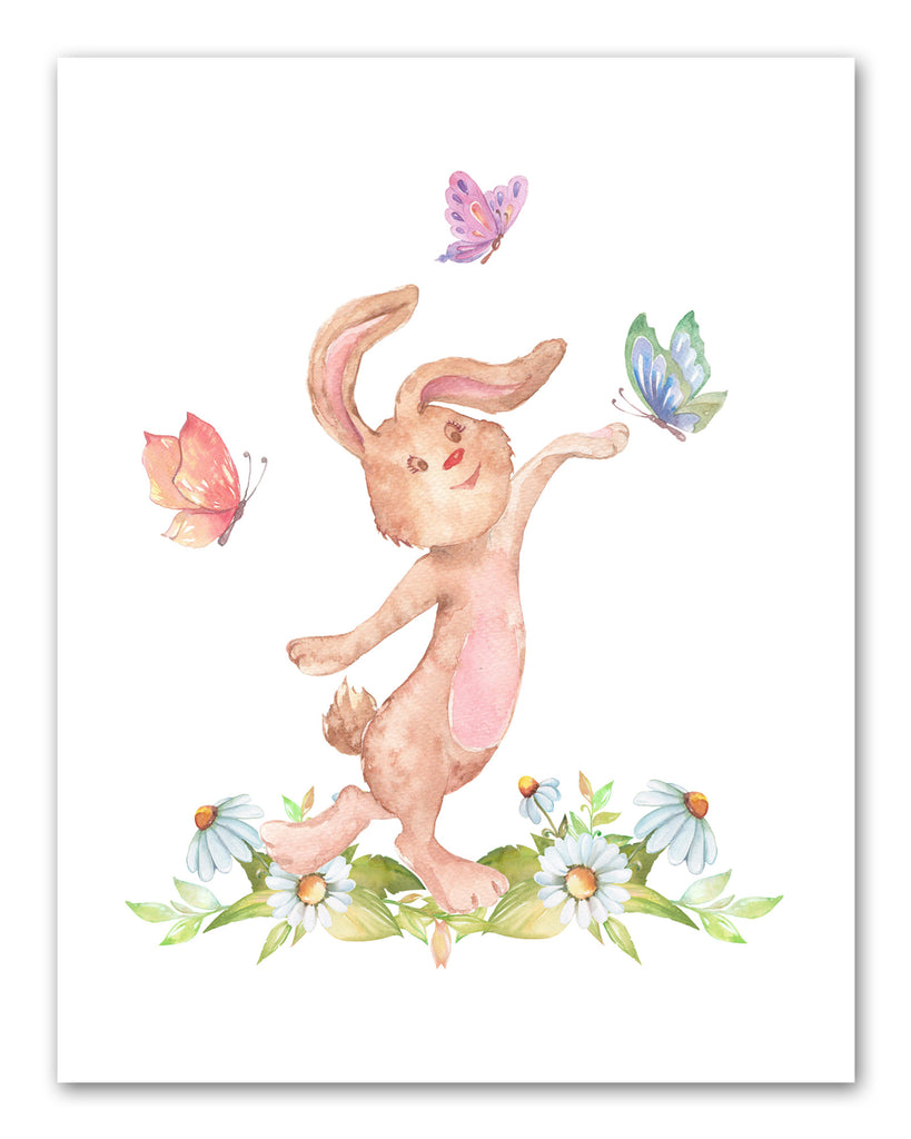 Bunny Nursery Wall Art Prints Set - Home Decor For Kids, Child, Children, Baby or Toddlers Room - Gift for Newborn Baby Shower | Set of 4 - Unframed- 8x10 Photos