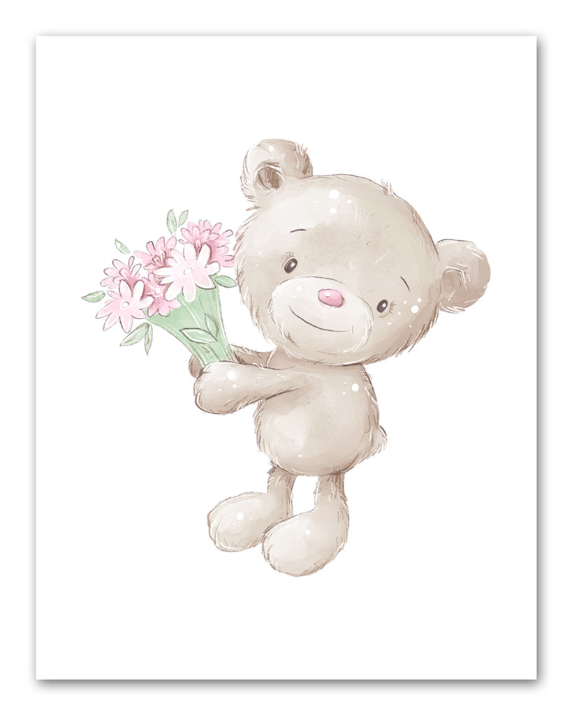 Nursery Teddy Bears Wall Art Prints Set - Home Decor For Kids, Child, Children, Baby or Toddlers Room - Gift for Newborn Baby Shower | Set of 4 - Unframed- 8x10 Photos