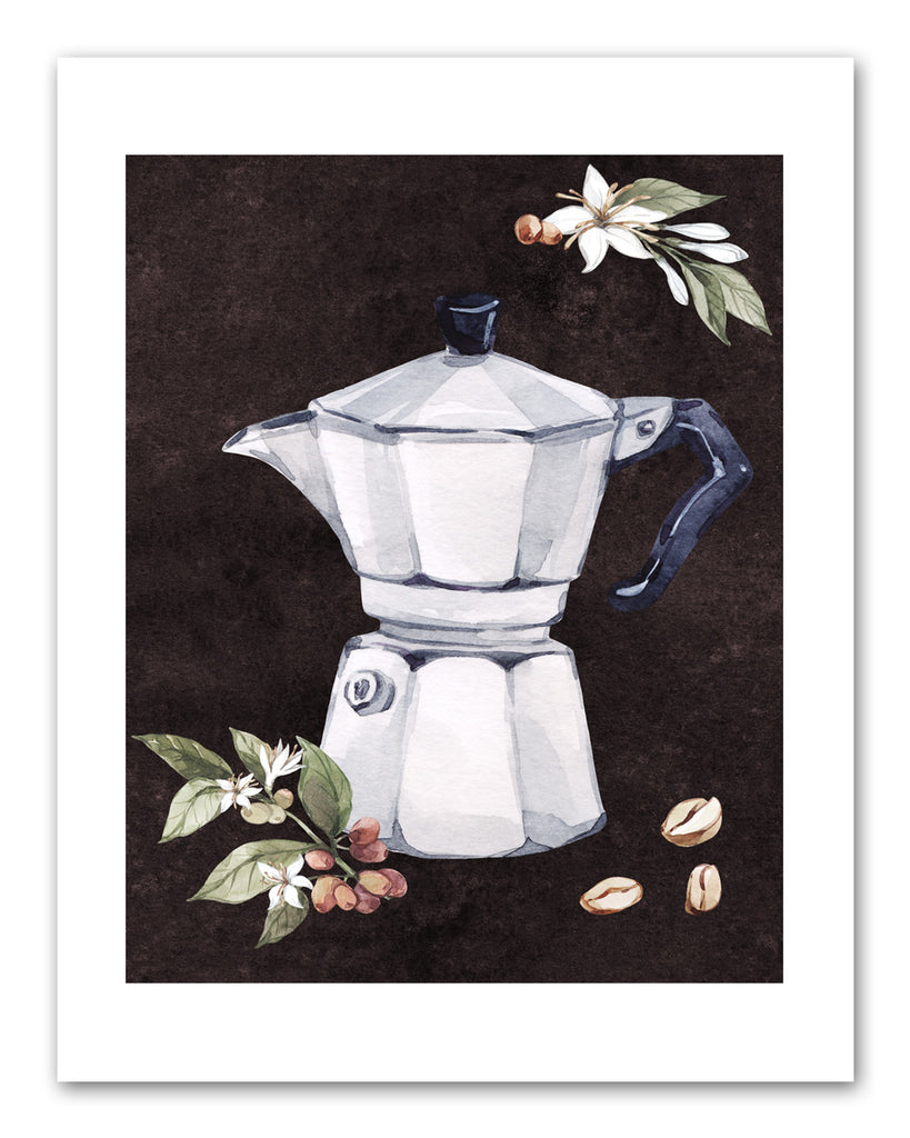Coffee Maker & Seed Foliage Kitchen Wall Art Prints Set - Ideal Gift For Family Room Kitchen Play Room Wall Décor Birthday Wedding Anniversary | Set of 4 - Unframed- 8x10 Photos