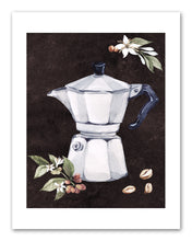 Load image into Gallery viewer, Coffee Maker & Seed Foliage Kitchen Wall Art Prints Set - Ideal Gift For Family Room Kitchen Play Room Wall Décor Birthday Wedding Anniversary | Set of 4 - Unframed- 8x10 Photos