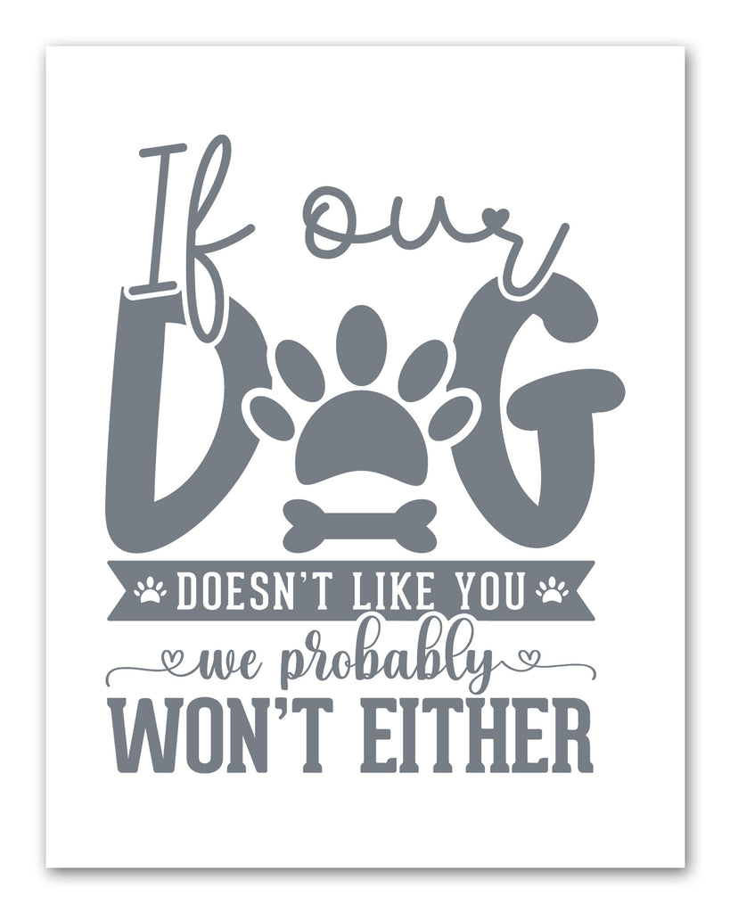 Gray Funny Dog Puppy Quotes Wall Art Prints Set - Ideal Gift For Family Room Kitchen Play Room Wall Décor Birthday Wedding Anniversary | Set of 4 - Unframed- 8x10 Photos