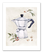 Load image into Gallery viewer, Coffee Maker & Seed Foliage Kitchen Wall Art Prints Set - Ideal Gift For Family Room Kitchen Play Room Wall Décor Birthday Wedding Anniversary | Set of 4 - Unframed- 8x10 Photos
