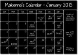 Chalkboard Sticker Calendar Wall Decal with Notes Area and Liquid Chalk Pen Chalkboard Marker (22
