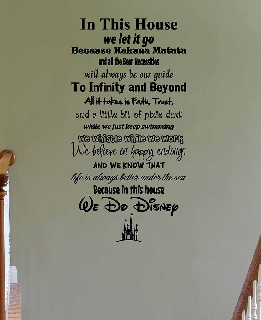 We Do Disney Wall Art. Large Wall Decal for Family Room, Kitchen or Play Room Wall Décor. USA Made Removable Vinyl Stickers and Gifts (Medium 16" x 36", Black)