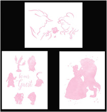 Load image into Gallery viewer, Set of 3 Pink Watercolor Prints Inspired by Beauty and The Beast - Made in USA - Disney Inspired - Home Art Print -Frame not Included (8x10, Pink Set 1)