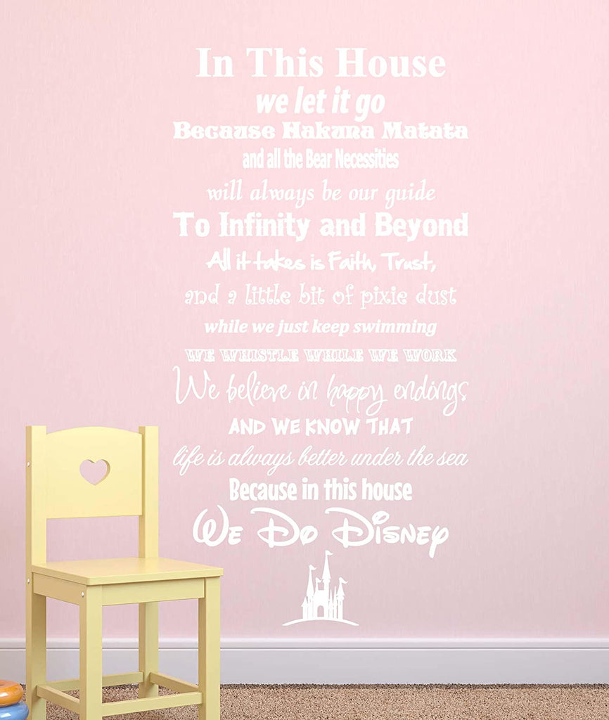 in This House We Do Disney - Vinyl Wall Decal Sticker - Made in USA - Disney Family House Rules