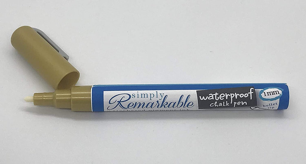 Waterproof Chalk Pen to Write or Draw Custom Labels, Tags and More, Gold Liquid Chalk Marker, 1mm Fine Tip