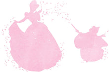 Load image into Gallery viewer, Cinderella, Fairy Godmother and Disney Inspired - Pink Watercolor Poster Print Photo Quality - Made in USA - Frame not Included (8x10, Cinderella &amp; Godmother - Pink)