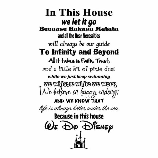 In This House We Do Disney Quote Text Wall Poster Print Walt