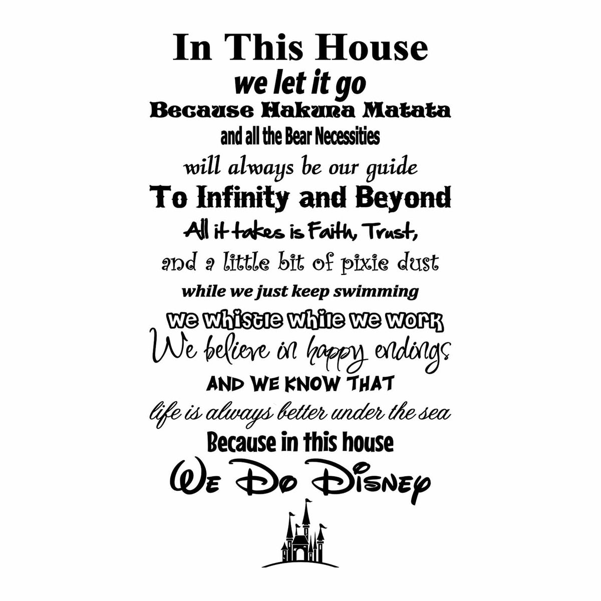 We Do Disney Wall Art. Large Wall Decal for Family Room, Kitchen or Pl