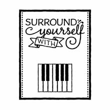 Load image into Gallery viewer, Vinyl Decal Sticker for Computer Wall Car Mac MacBook and More - Surround Yourself with Harmony - Decal for Music, Musician, Piano, Guitar