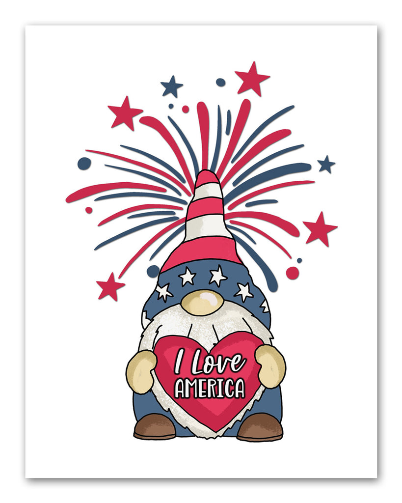 American Patriotic Gnome Independence Day 4th Of July Wall Art Prints Set - Ideal Gift For Family Room Kitchen Play Room Wall Décor Birthday Wedding Anniversary | Set of 3 - Unframed- 8x10 Photos