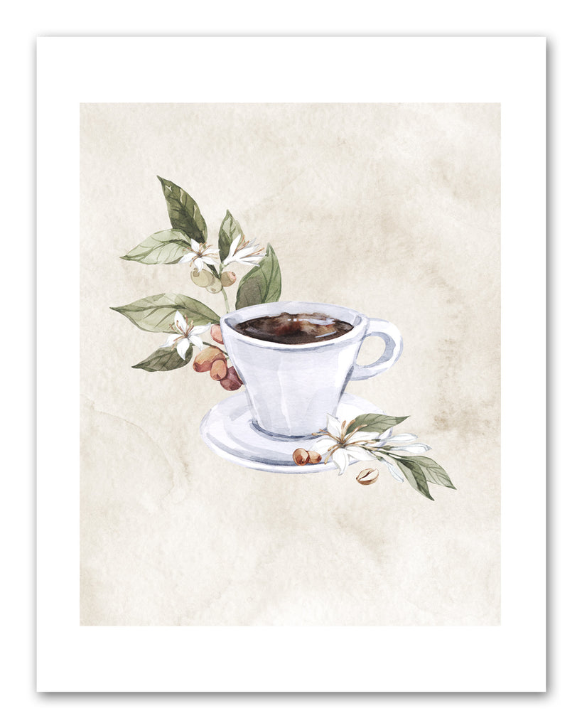 Coffee & Seed Foliage Kitchen Wall Art Prints Set - Ideal Gift For Family Room Kitchen Play Room Wall Décor Birthday Wedding Anniversary | Set of 4 - Unframed- 8x10 Photos