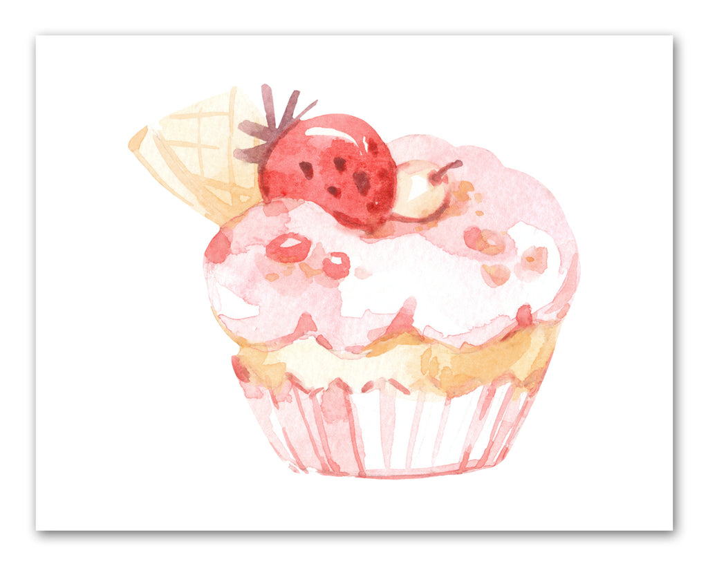 Sweet Cupcakes Cakes Wall Art Prints Set - Ideal Gift For Family Room Kitchen Play Room Wall Décor Birthday Wedding Anniversary | Set of 4 - Unframed- 8x10 Photos