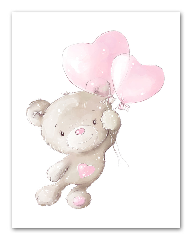 Nursery Teddy Bears Wall Art Prints Set - Home Decor For Kids, Child, Children, Baby or Toddlers Room - Gift for Newborn Baby Shower | Set of 4 - Unframed- 8x10 Photos