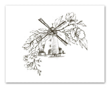 Load image into Gallery viewer, Pencil Sketch House Windmill Design Wall Art Prints Set - Ideal Gift For Family Room Kitchen Play Room Wall Décor Birthday Wedding Anniversary | Set of 4 - Unframed- 8x10 Photos