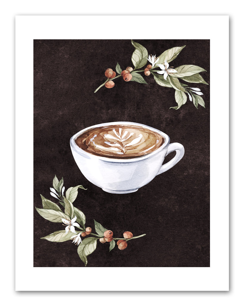 Dispossible Marble Coffee Cups With Seed Foliage Print Kitchen Wall Art Prints Set - Gift For Family Room Kitchen Play Room Wall Décor Birthday Wedding Anniversary | Set of 4 - Unframed- 8x10 Photos