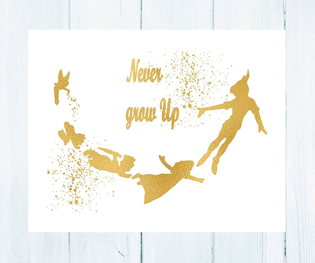 Gold Print Inspired by Tinkerbell and Peter Pan - Gold Poster Print Photo Quality - Made in USA - Home Art Print -Frame not Included (11x14, Tinkerbell Stars)