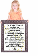 Load image into Gallery viewer, in This House We Do Disney - Poster Print Photo Quality - Made in USA - Disney Family House Rules - Frame not Included (16x20, White with Stars Background)