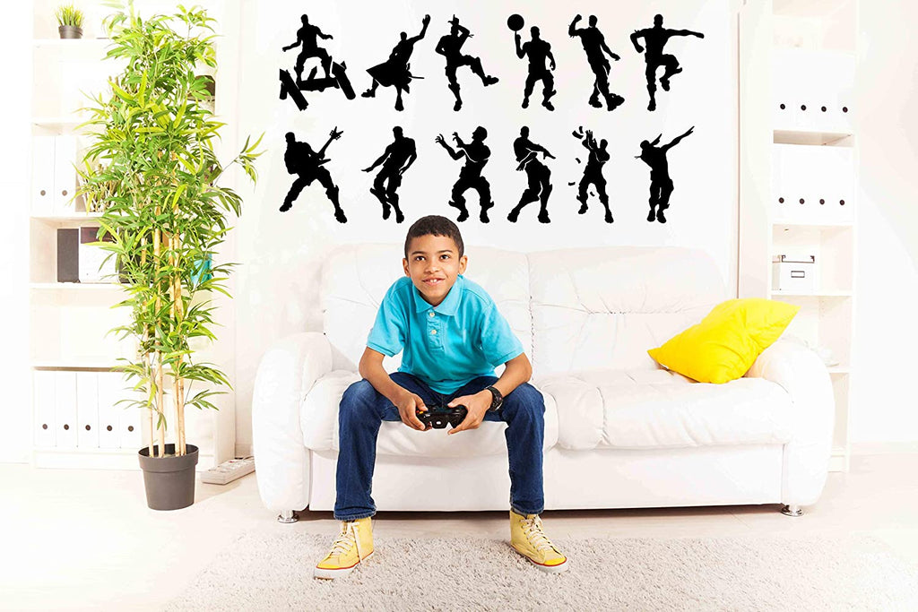 Gamer Dances and Character Boys Wall Art. Video Game Decal for Bedroom, Fort or Family Game Room. Royale Battle Décor Gifts USA Made Vinyl Sticker Gifts 10" High Characters