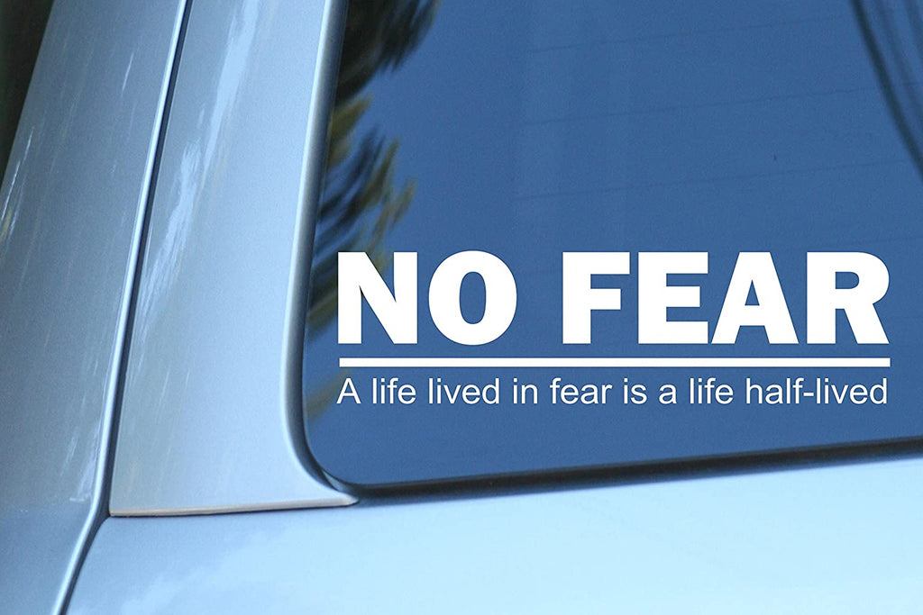 Vinyl Decal Sticker for Computer Wall Car Mac Macbook and More - No Fear - A Life Lived in Fear is a Life Half-Lived
