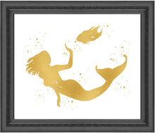 Load image into Gallery viewer, Mermaid Print Photo Quality - Made in USA - Under The sea - Mermaid Tale Inspired - Home Art Print -Frame not Included (8x10, Gold)