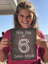 Load image into Gallery viewer, First Day of School Print, 6th Grade Reusable Chalkboard Photo Prop for Kids Back to School Sign for Photos, Frame Not Included (8x10, 6th Grade - Style 1)