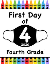 Load image into Gallery viewer, First Day of School Art Print for 2020. Unframed Reusable Photo Prop for Kids and Parents Back to School Sign. Masked, zoomed and remote learning 8” x 10” (8&quot; x 10&quot; Color, 4th Grade)